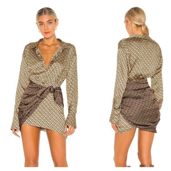 REVOLVE Dresses & Skirts - L'Academie The Kamille Mini Dress - Tan & Brown Chain